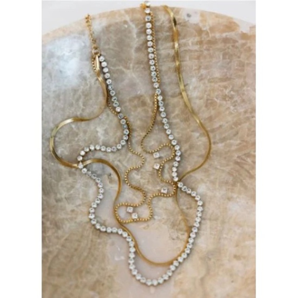 BRAND NEW WITH TAGS 3-Tier Layered Gold Necklace – Water Resistan